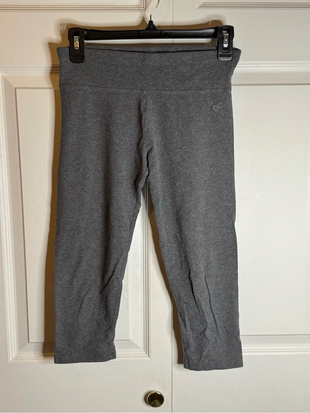 Justice Charcoal Gray Capri Leggings with Heart Accent